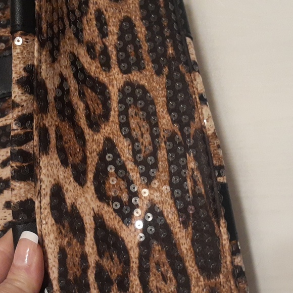 Brown leopard print handbag with sequins and faux leather,  Brand New. - Picture 7 of 7